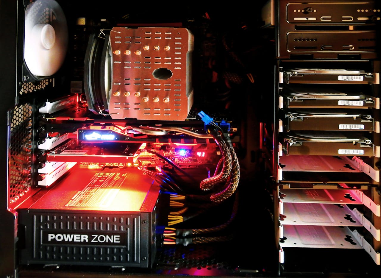 Mastering the First Impression: Your intriguing post title goes here Close-up of a custom gaming PC with RGB lighting, showcasing power supply and components.